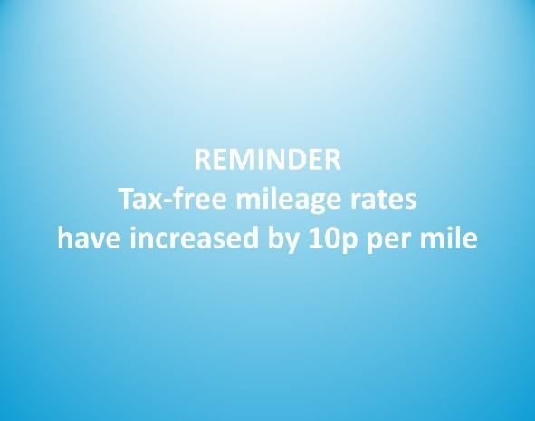 Tax-free mileage rate increases by 10p per mile - reminder